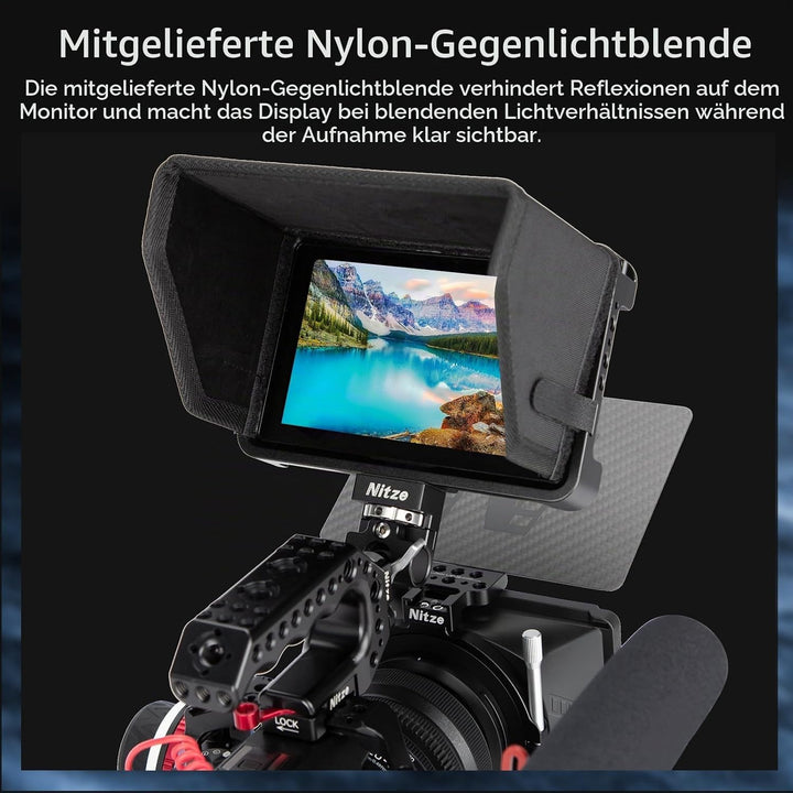 Nitze Cage Käfigs für PortKeys LH5P / LH5P II 5,5" Monitor mit Sonnenblende - JT-I01B