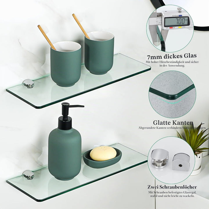 SAYAYO Glasregal Badezimmer, Badregal Duschablage Glasablage mit 7MM Dicke Rechteck Regal Glas Badre