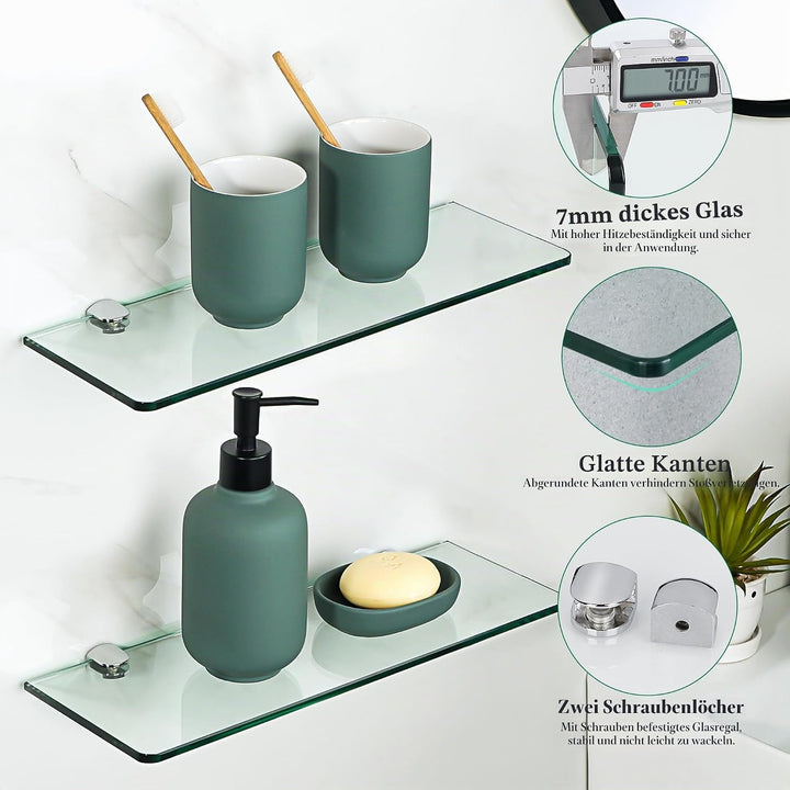 SAYAYO Glasregal Badezimmer, Badregal Duschablage Glasablage 2 Stück mit 7MM Dicke Rechteck Regal Gl