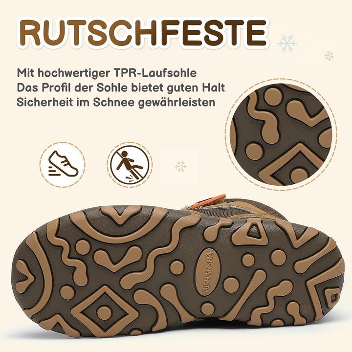 Mishansha Kinder Winterschuhe Gefüttert Winterstiefel für Jungen Mädchen Gr.24-38 37 EU Braun Schwar