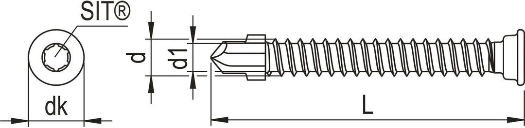Reisser 14374/5 Flügelbohrschraube STKO 5,5 x 45 Edelstahl A2 / incl. SIT-Bit, silber
