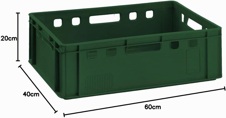 Fleischkiste E2 60x40x20 cm Dunkelgrün Eurobox 5er Set Stapelbox Robust | BURI Metzgerkiste Made in