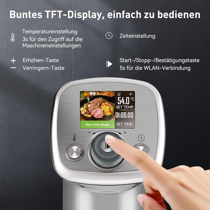 KitchenBoss Sous Vide Stick WiFi：Sous Vide Garer App-Steuerung Sous Vide Stab WLAN Präzisionskocher