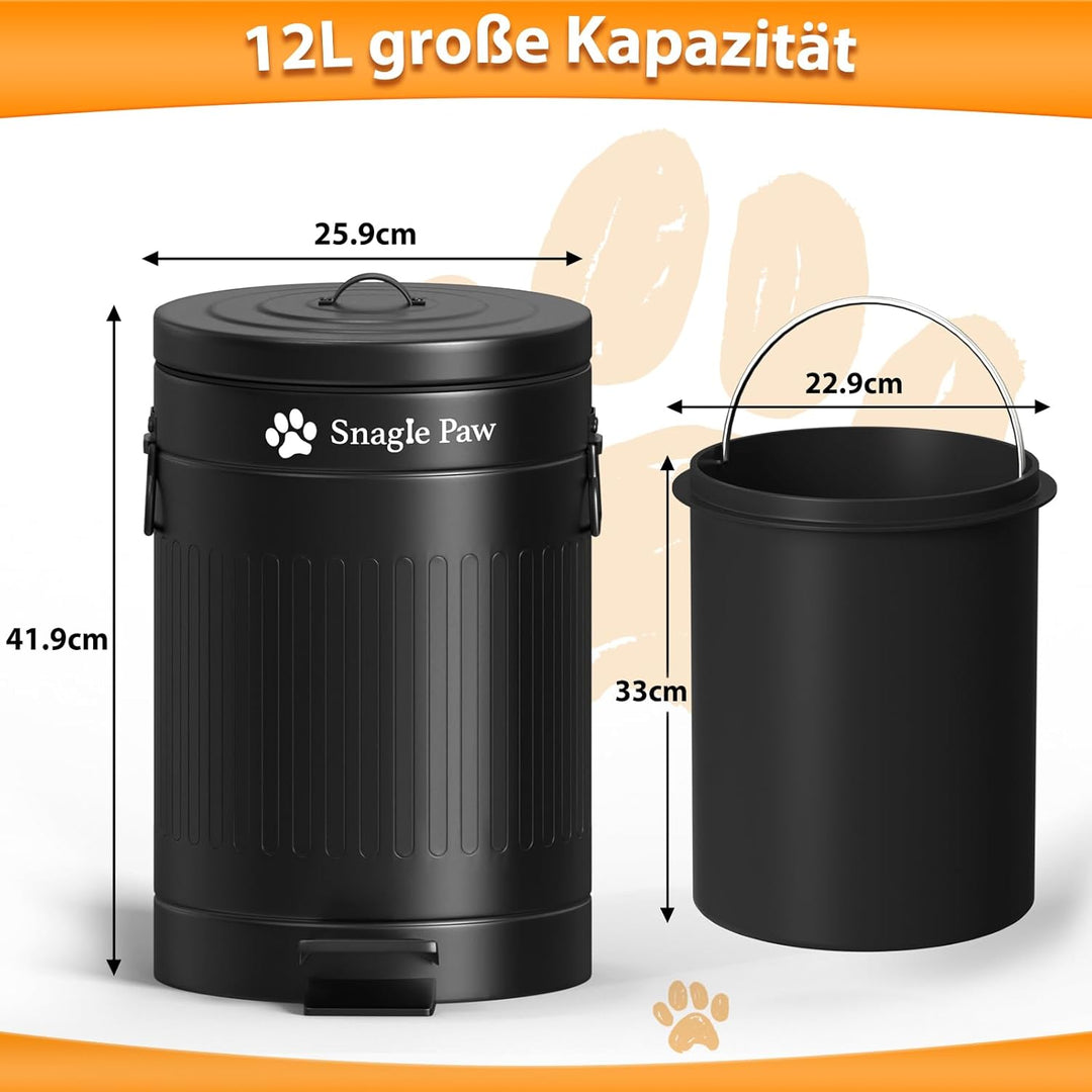 Hundekot-Mülleimer zur Wandmontage, 12 Liter Hundeabfalleimer mit Deckel, Pooper Scooper inklusive 4
