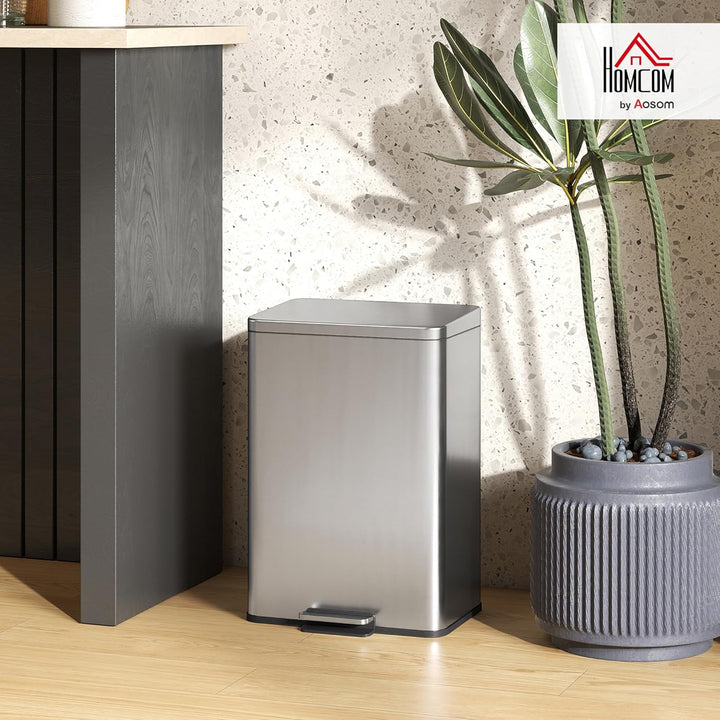 HOMCOM Mülleimer 20 L Treteimer mit Softclose-Deckel, Pedal, Abfalleimer mit abnehmbar Inneneimer, A