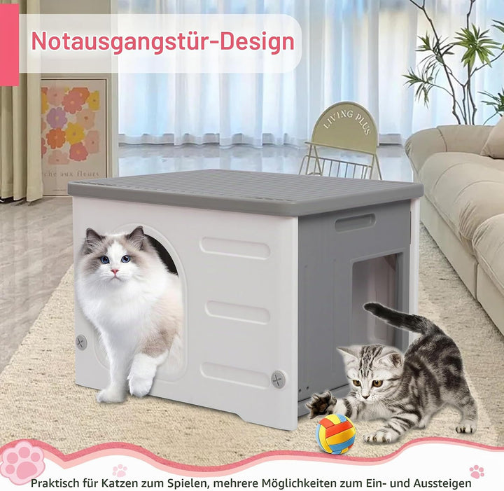 Katzenhäuser für Indoor-Katzen Kunststoff verwildert Outdoor-Katzenhaus Welpenunterkunft für kleine