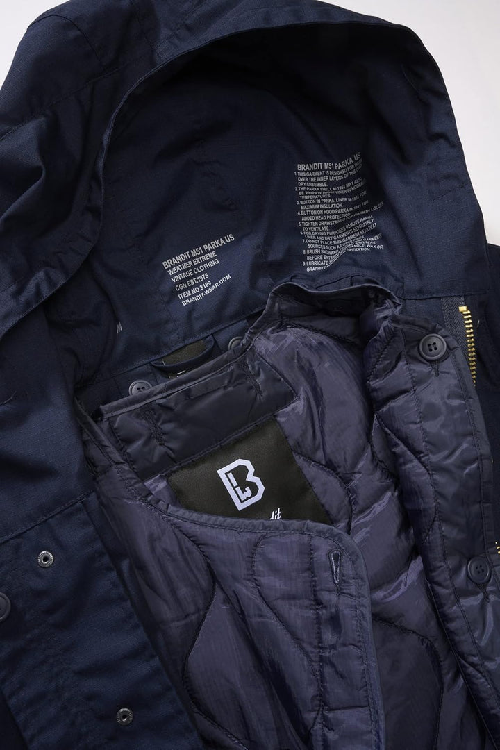 Brandit M51 US Parka M Deluxe Ripstop Navy, M Deluxe Ripstop Navy