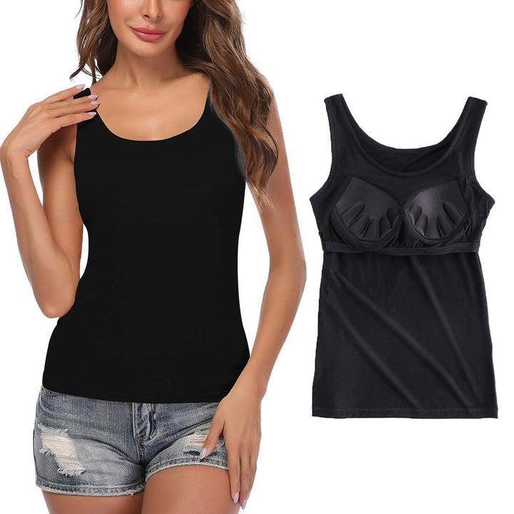 STARBILD Damen Unterhemd BH-Hemd Basic U-Ausschnitt Eingebauter BH Bügelloser Gepolstert Tank Tops,