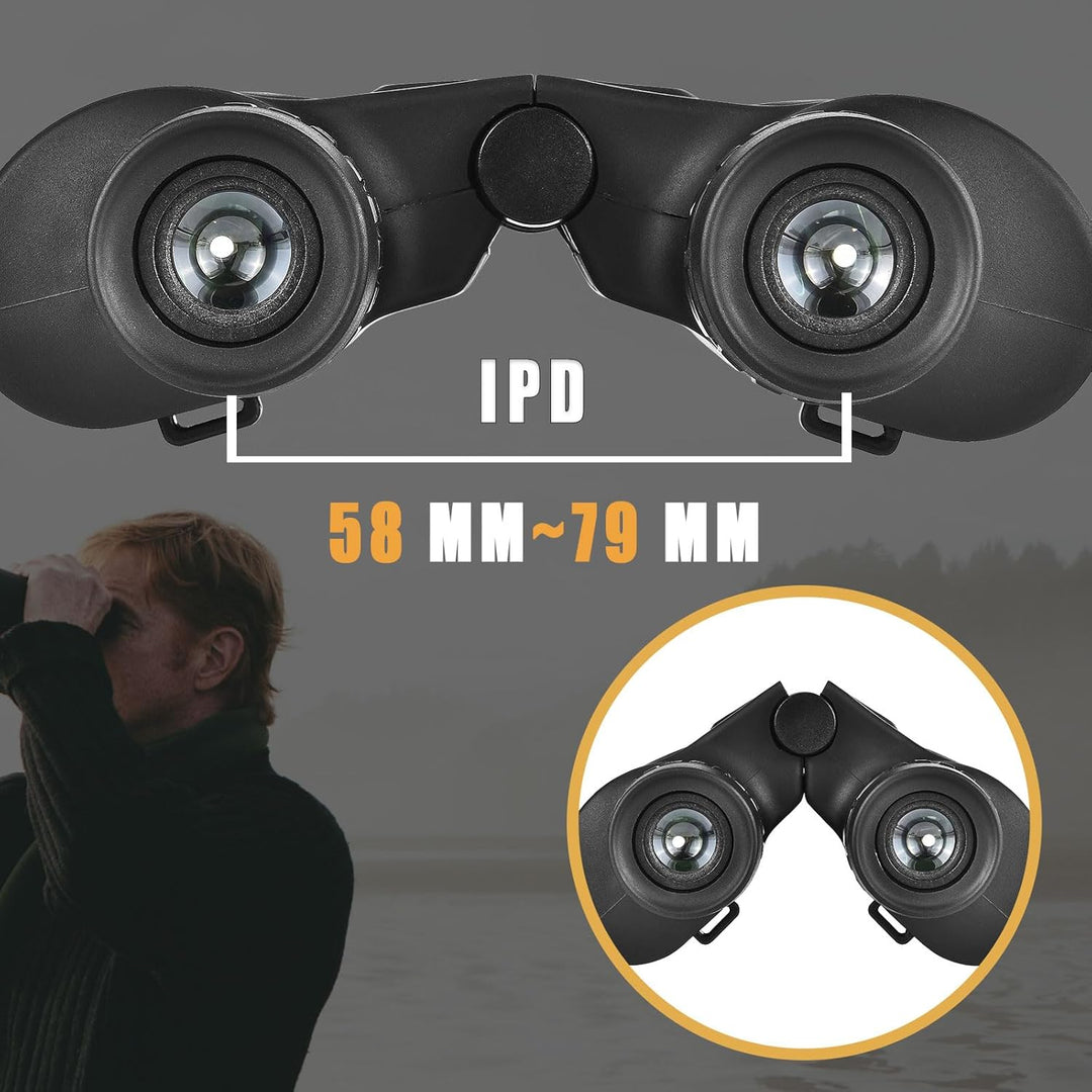 LUXUN 10x25 Fernglas für Erwachsene, Klein Fernglas mit BaK4 Prisma, IPD 58–79mm, für Vogelbeobachtu