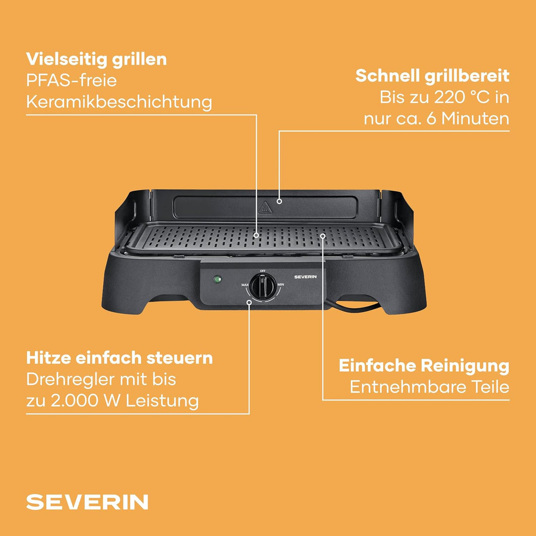 Severin Tischgrill (Innen- & Aussennutzung), Balkon & Küche, Temperaturen 40-220°C, schnelles Aufhei