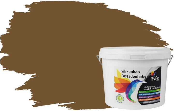 RyFo Colors Silikonharz Fassadenfarbe Lotuseffekt Trend Olivbraun 3l - bunte Fassadenfarbe, weitere