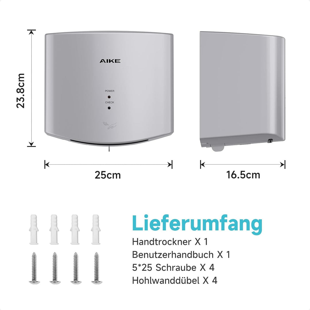 AIKE Händetrockner 10 Sekunden Trocknen Energiesparend Kommerziell Elektrischer Händetrockner Automa
