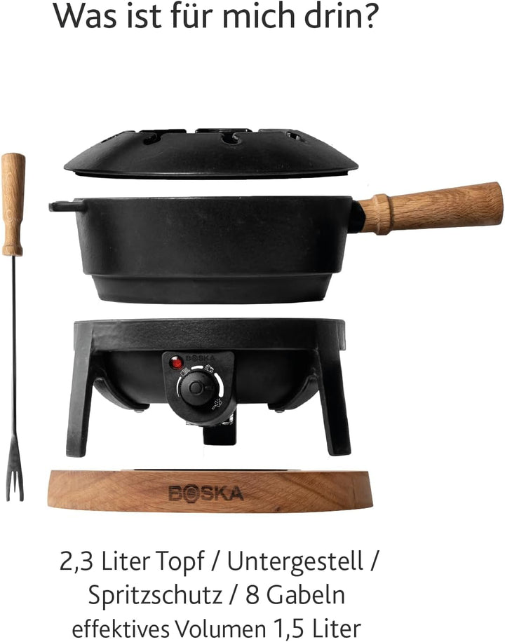 Boska Elektrisches Fondueset Pro 2,2L - Käsefondue - Für 8 personen - Topf set - Edelstahl - Extrala