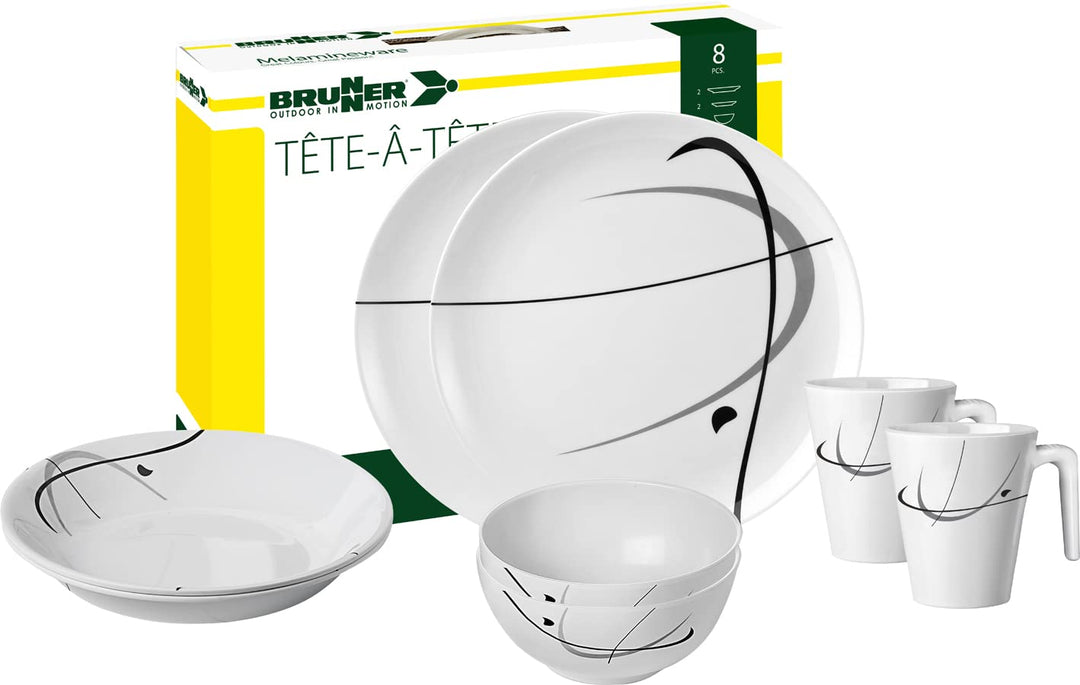 BRUNNER 0830143N.C6A Campinggeschirr Set für 2 Personen, Tête-À-Tête Serenade, 8-teilig