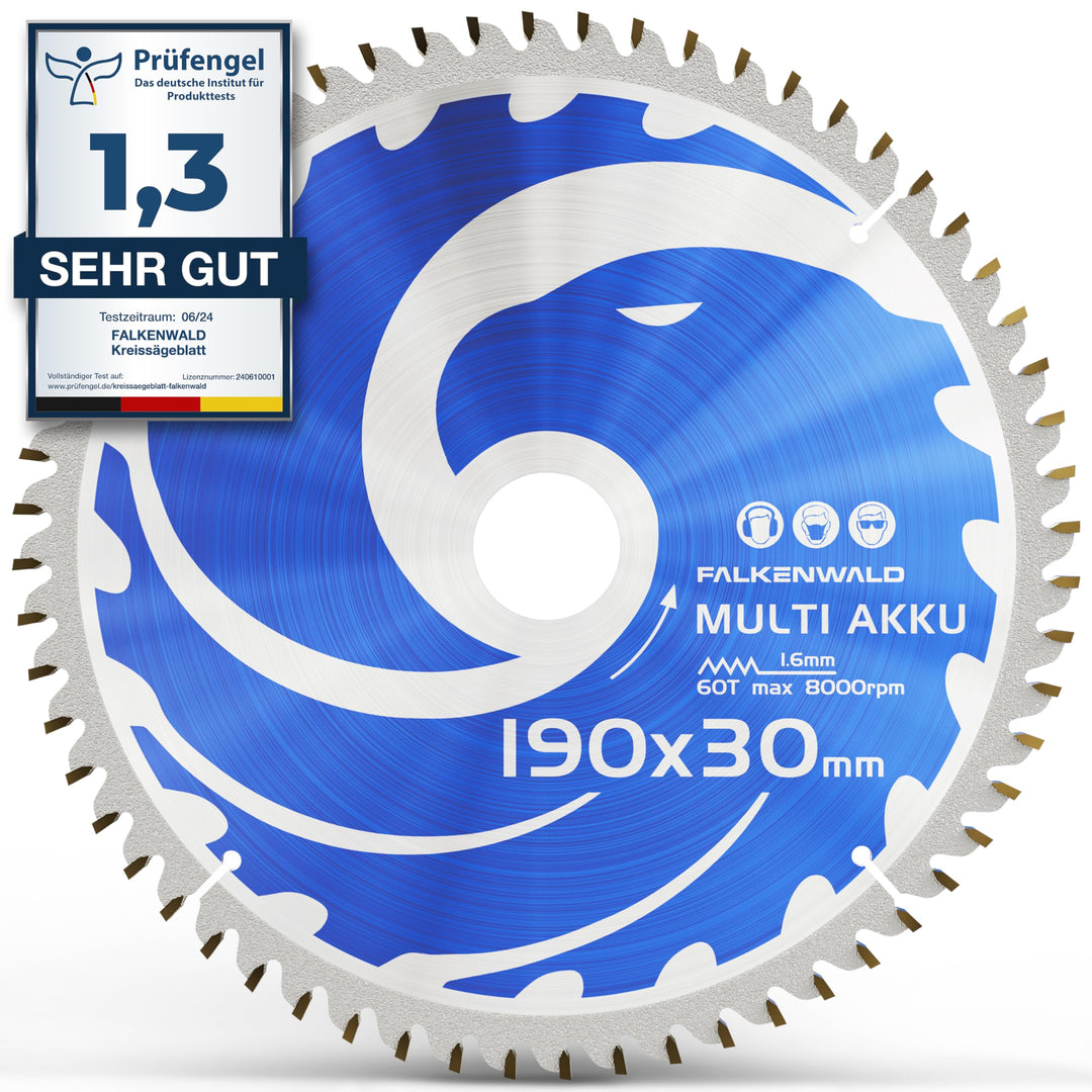 FALKENWALD® Sägeblatt 190x30 mm (Akku) - Ideal für Holz, Metall &amp; Aluminium - Kompatibel mit Bosch G