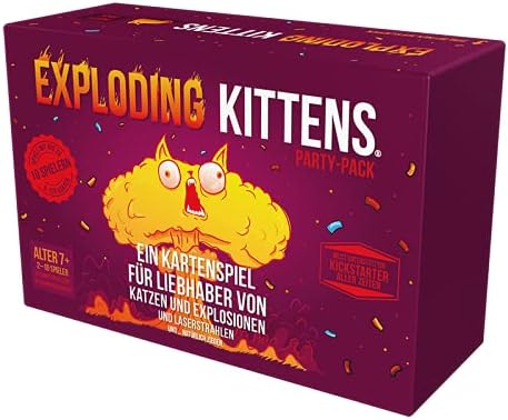 Exploding Kittens, Exploding Kittens – Party-Pack, Grundspiel + Erweiterung, Partyspiel, Kartenspiel