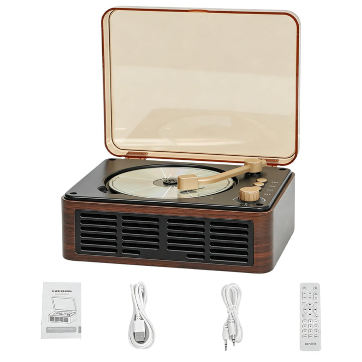 Bluetooth CD Player Tragbar mit Lautsprecher, Wiederaufladbarer Vintage CD Spieler für Zuhause,Unter