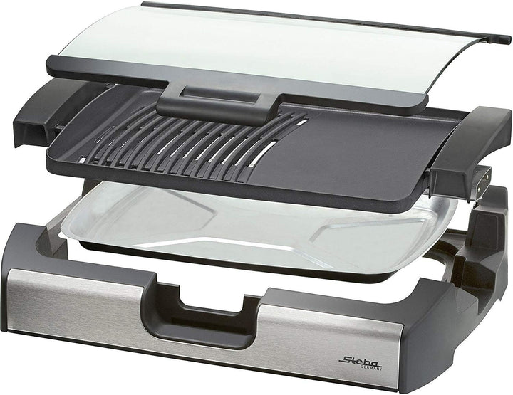 Steba VG200 BBQ Tischgrill mit Glasdeckel, 38 cm l x 58 cm w x 10,3 cm h