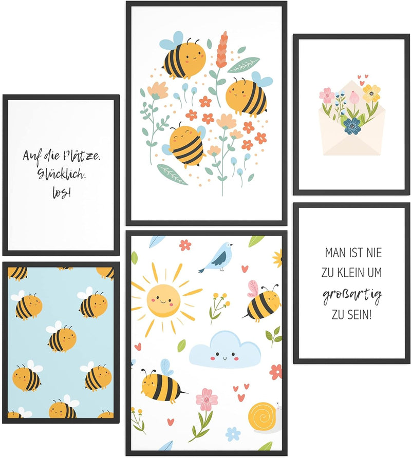 Papierschmiede® Bilder Kinderzimmer Kids Mood Poster Set Bienen, Kinderzimmer Bilder Babyzimmer Deko