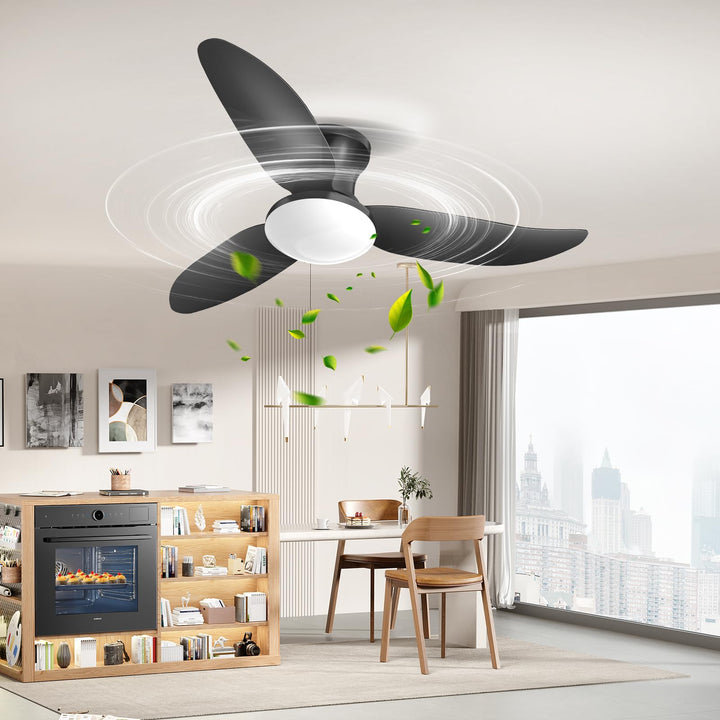 Deckenlampe mit Ventilator,Schwarz,Ø100cm App Steuerung & Fernbedienung Deckenventilator mit Beleuch