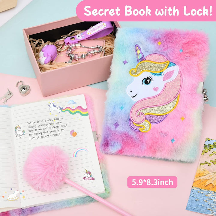 Latocos Einhorn Geschenke für Mädchen 4 5 6 7 8 Jahren Kuscheltier Leuchtende Plüsch Kissen Notizbuc