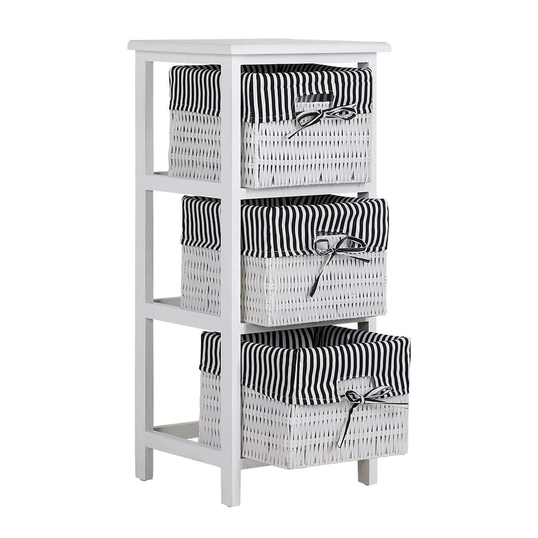 HTI living Regal mit 3 Körben Mia Landhaus Weiss Schwarz Badregal Schubladenkommode