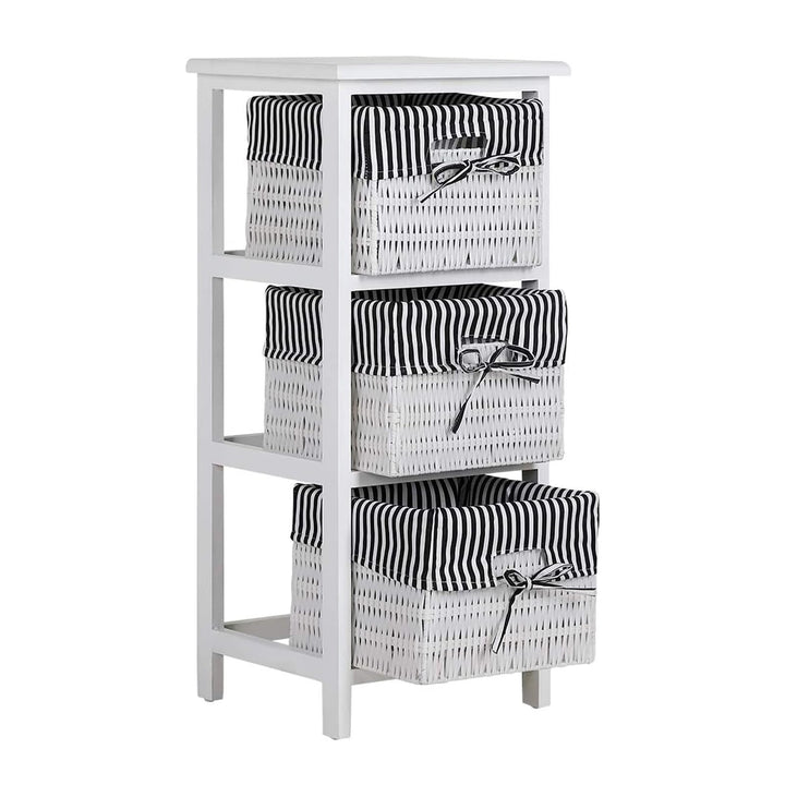 HTI living Regal mit 3 Körben Mia Landhaus Weiss Schwarz Badregal Schubladenkommode
