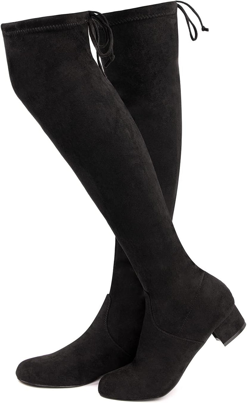 Hitmars Overknees Stiefel Damen Lange Stiefel Schnürstiefel Langschaftstiefel Wildleder Warme Knieho