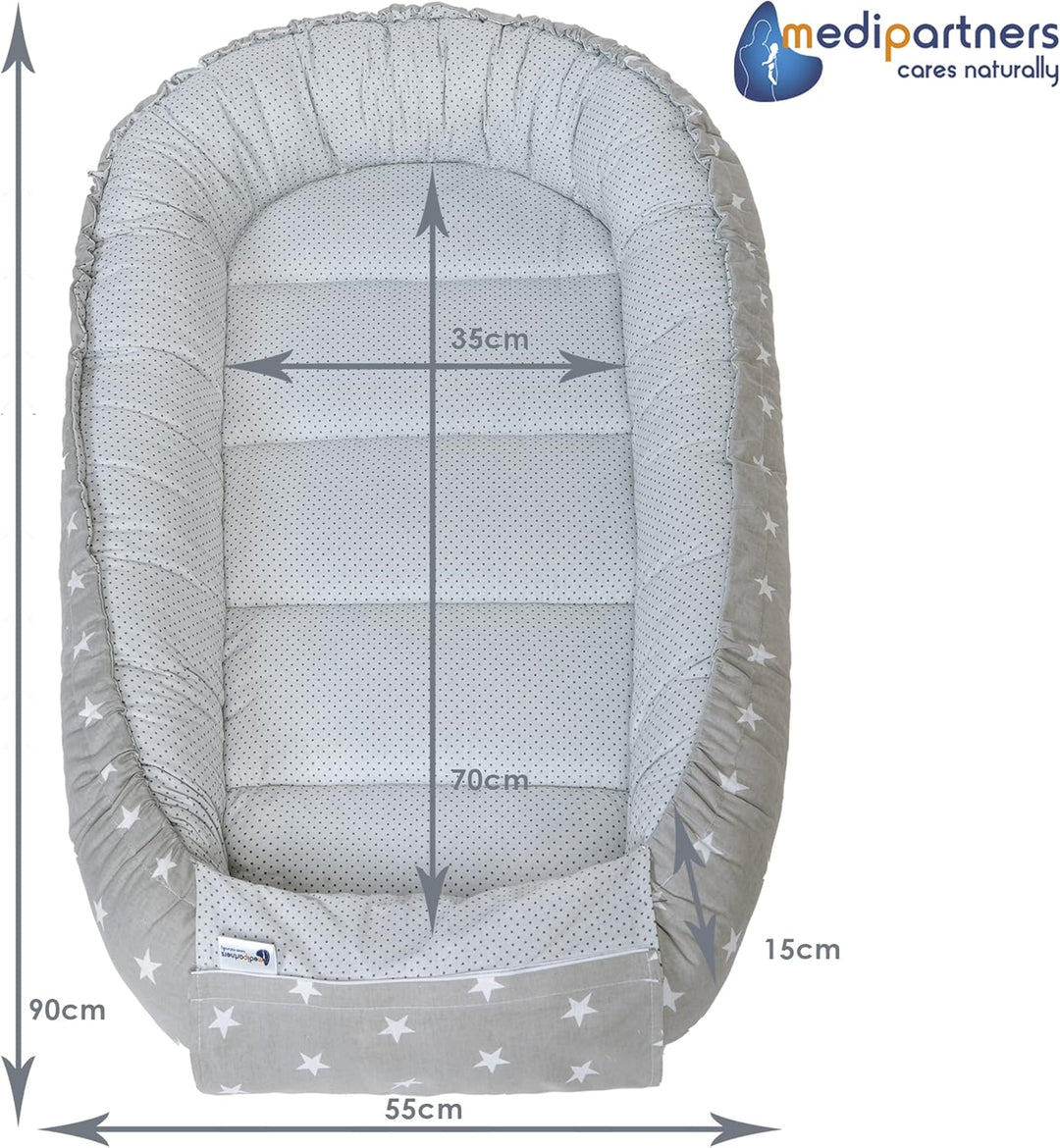 Medi Partners Babynest Kuschelnest Babynestchen 100% Baumwolle Nestchen Reisebett für Babys Säugling