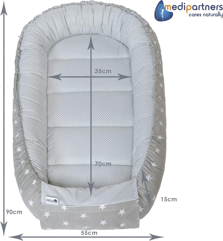 Medi Partners Babynest Kuschelnest Babynestchen 100% Baumwolle Nestchen Reisebett für Babys Säugling