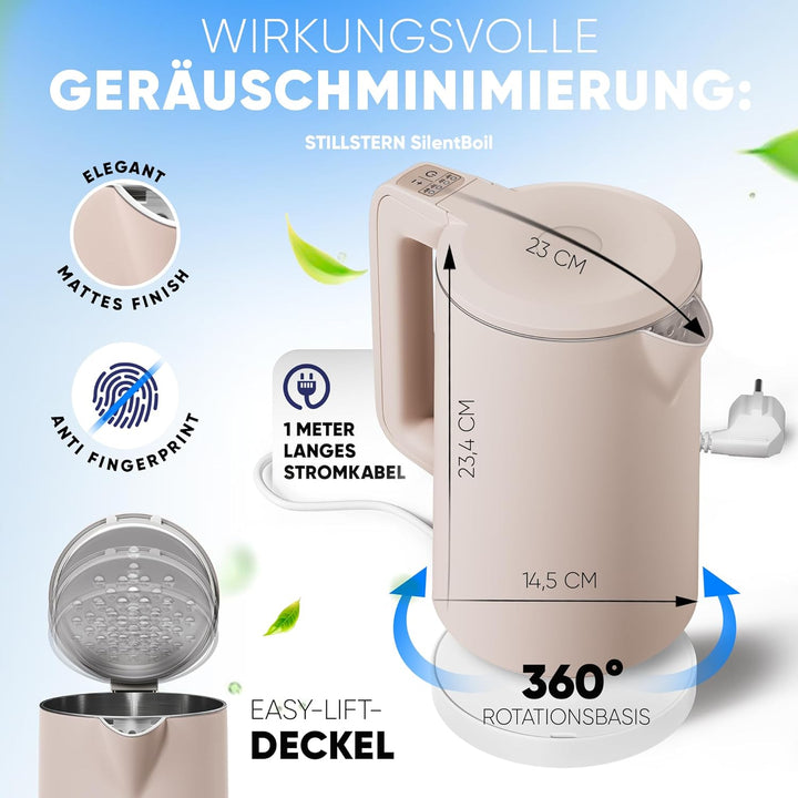 Stillstern Wasserkocher mit Temperatureinstellung [1,7L | 40-55-70-85-100°C], 12 Std. Warmhalten, Pr