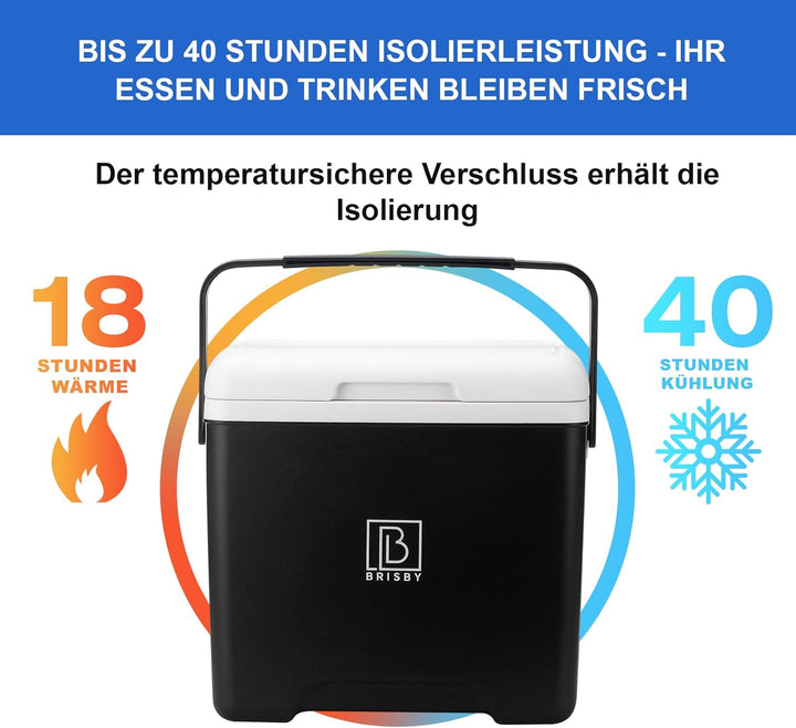 Brisby Kühlbox - 13 und 22 Liter, 18 Stunden warm - 40 Stunden kühl - Inklusive Kühlelemente 450 ML
