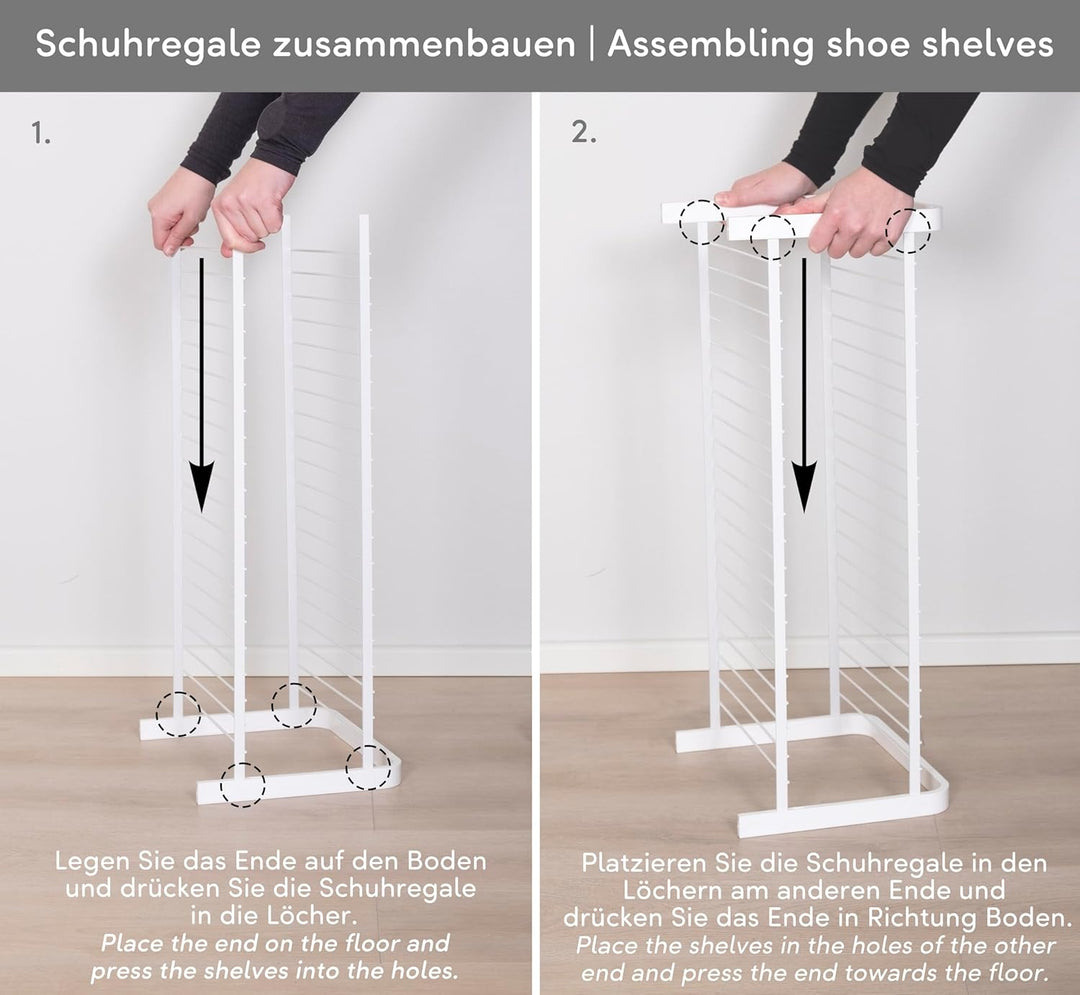 LM 390 Schuhregal aus Öko-Holz - pulverbeschichtetes Schuhregal platzsparend, 470 mm breite, ideal f