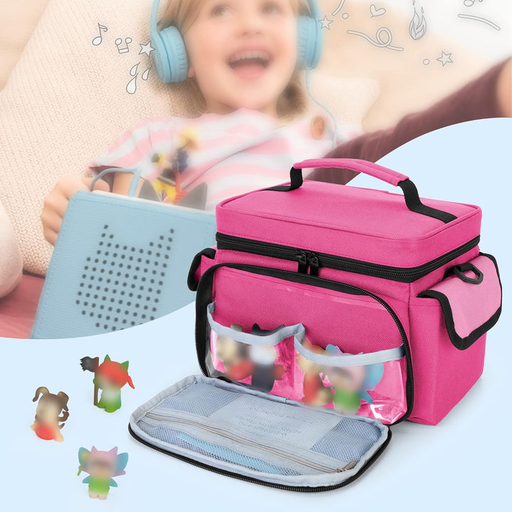 LoDrid Hülle kompatibel mit Toniebox, tragbare Tasche für Audioplayer Starter-Set mit Griff und Schu