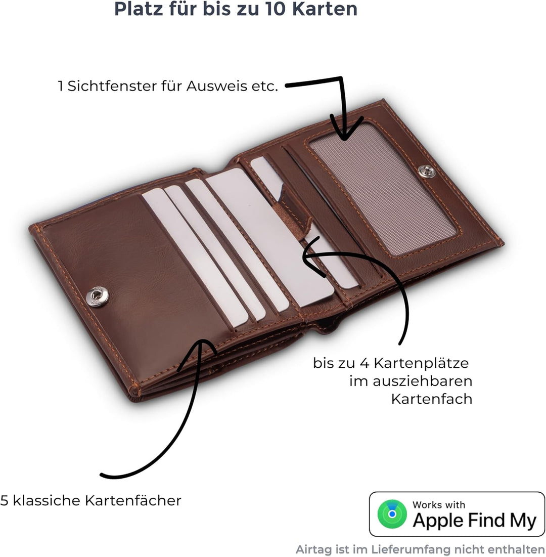 ISENTIALS Airtag* Geldbörse mit Münzfach I Apple Airtag Leder Wallet Portemonnaie Herren mit RFID Sc
