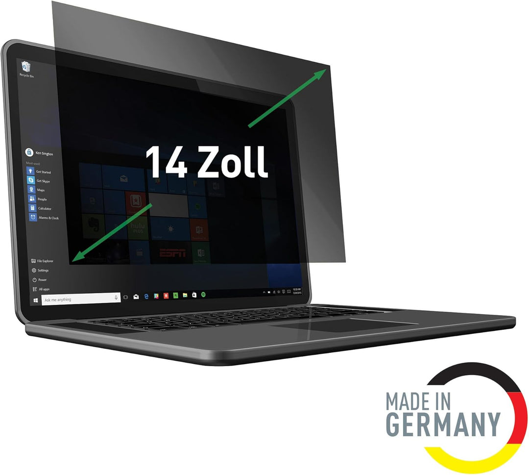 Leitz Laptop Blickschutzfilter 14 Zoll (16:9), Abnehmbare Schutzfolie für Laptops, Mit Blaulichtfilt
