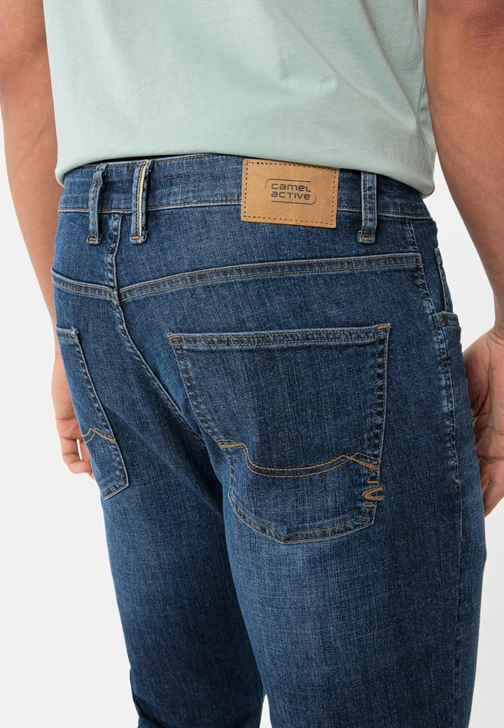 camel active Herren Regular Fit 5-Pocket Canvas Hose 34W / 30L Blau, 34W / 30L Blau