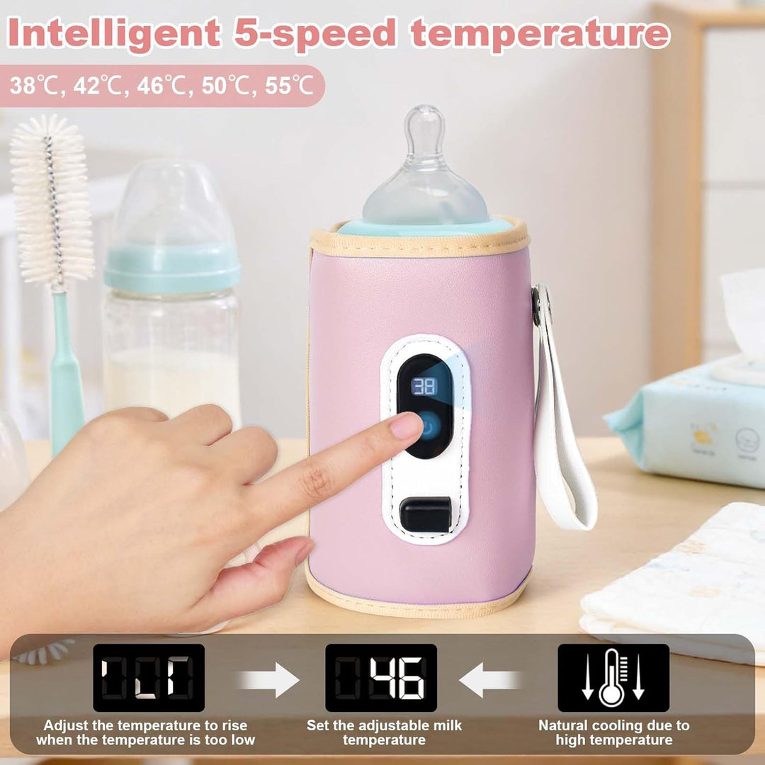 USB Tragbarer Babyflaschenwärmer mit LCD Display, Flaschenwärmer Baby Temperatur, Hält Flüssigkeiten