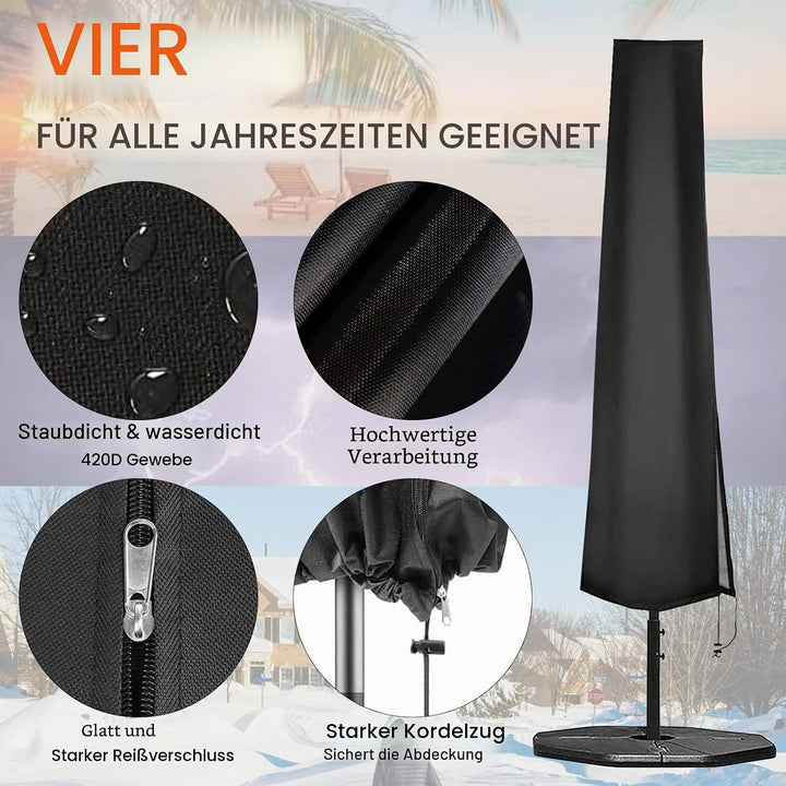 Schutzhülle für Sonnenschirme,Abdeckhauben für 2 bis 3 M Grosse Sonnenschirm Abdeckung Wetterfeste U