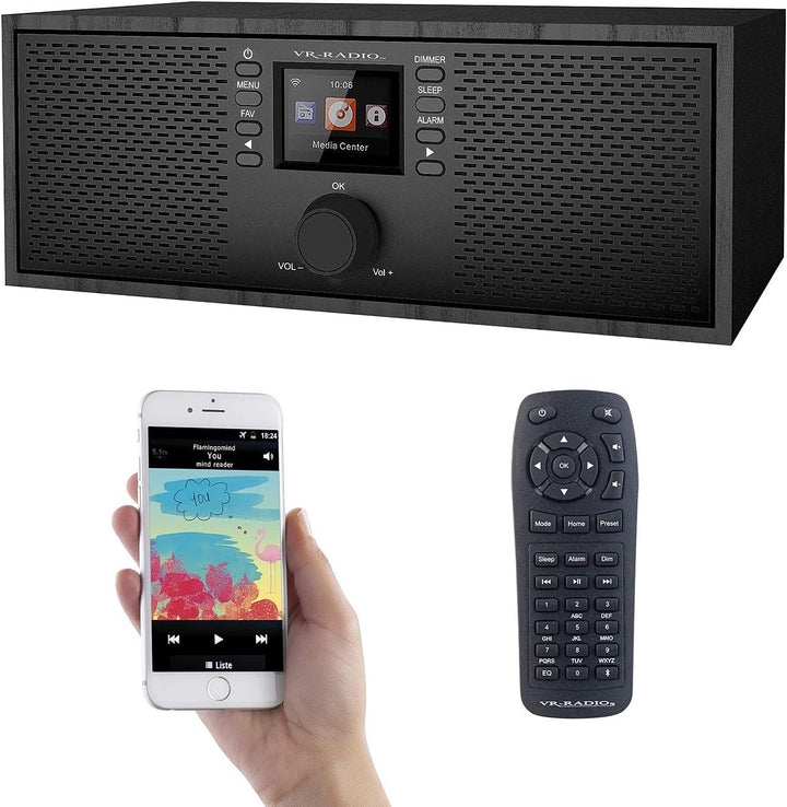 VR-Radio Radio: Stereo-WLAN-Internetradio, Farb-Display, 12 W, Bluetooth 5, Fernbed. (WLAN Lautsprec