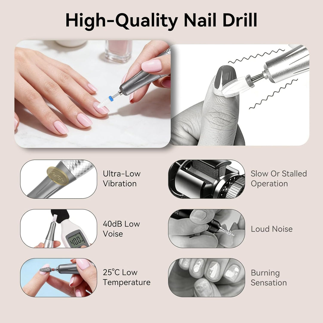 Elektrisch Nagelfräser, 45,000RPM Fräser Nail Drill Nagelfräser Set, Professionelle Nagelfeile mit L