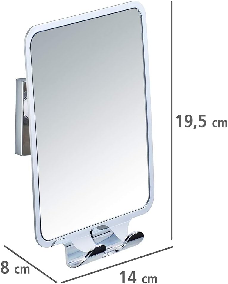 WENKO Vacuum-Loc Antibeschlag-Spiegel Quadro, Dusch Kosmetik-Spiegel mit 2 Haken, Befestigen ohne Bo