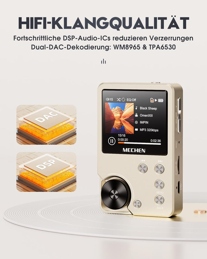 MECHEN M30 Hi Res MP3 Player, DSD FLAC DAC CUE Verlustfreier Hochauflösender Audio Player, HiFi Digi
