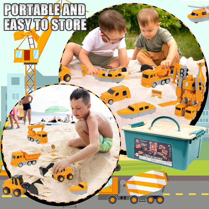 Magnetische Transformers Spielzeug für Kinder, Verformung Roboter Baustellenfahrzeuge Auto Spielzeug