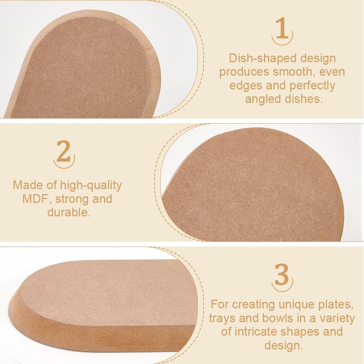 BENECREAT 3 Grössen Tan Keramik Schablone für Ton, Holz Oval Keramik Schablonen Töpferei Werkzeuge f