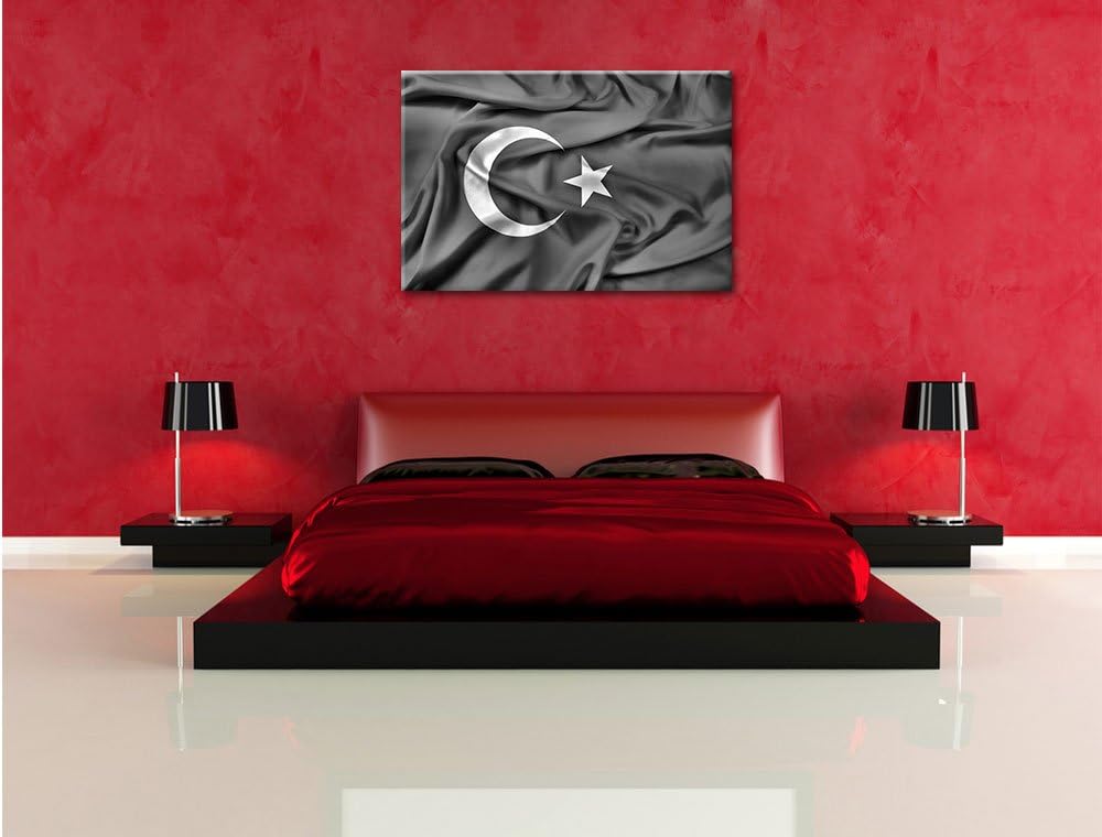 Pixxprint Turkey Flag, Türkei Flagge / 100x70cm Leinwandbild bespannt auf Holzrahmen/Wandbild Kunstd