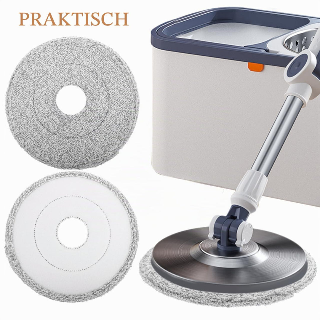 Healeved Waschbarer Baumwoll Mop Ersatzkopf Rund 9.6 Zoll Rotierender Reinigungskopf Für Fliesen Mar