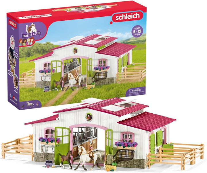 Schleich 42344 Reiterhof mit Reiterin und Pferden, für Kinder ab 3+ Jahren, FARM WORLD, Spielset alt
