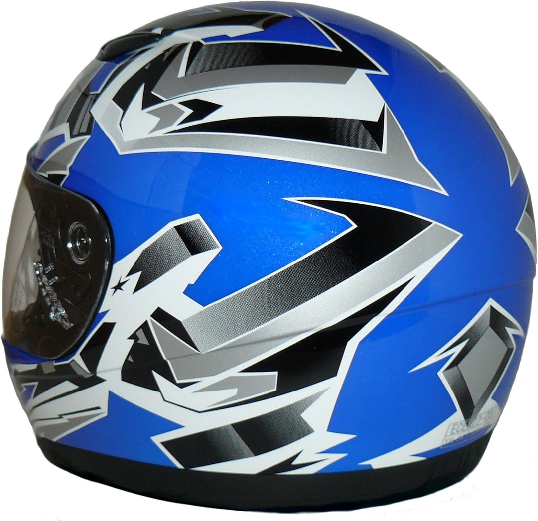 Protectwear SA03-BL-XXS Kinder Motorradhelm, Integralhelm, Grösse XXS (Youth M), Blau/Silber XXS (Yo