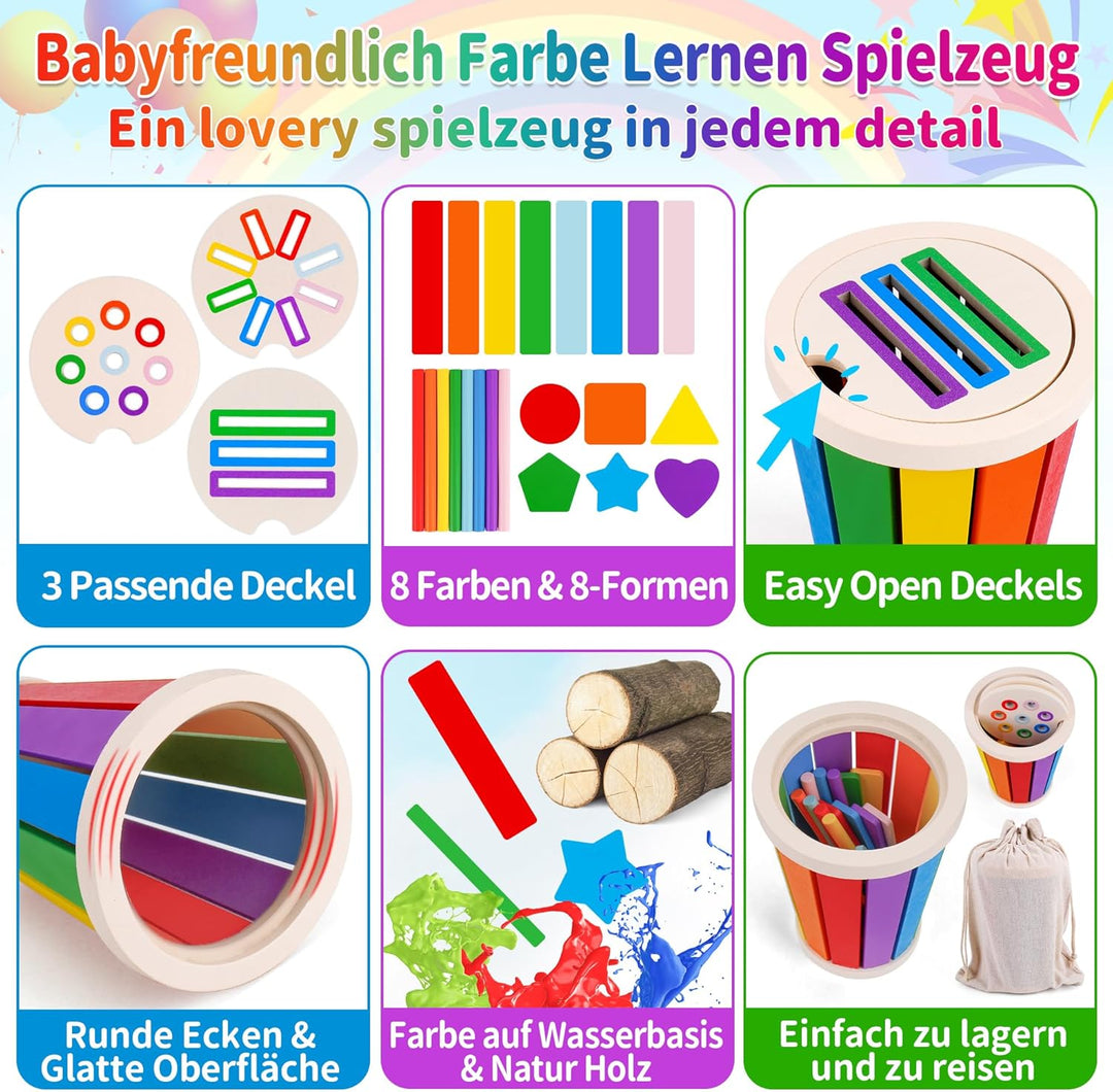 FCSONU Kinder Montessori Spielzeug ab 1 2 3 Jahre Jungen Mädchen, Farbe Form Sortierspiel, Kinderspi